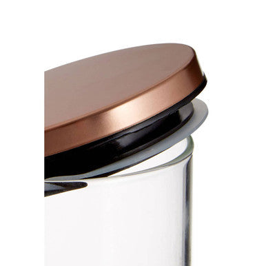 Glass Storage Jar with  Rose Gold Lid 1300ml | Freska
