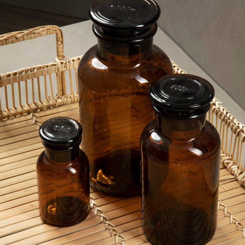 Apothecary Amber Glass Medium Reagent Bottle with Lid 500ml