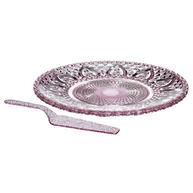 Pink Glass Cake Plate and Slice | Molly