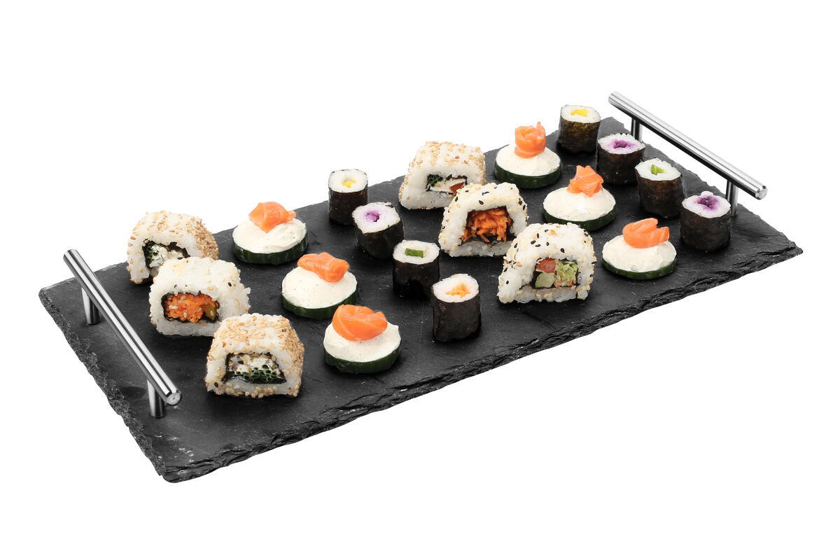 Preto Tray with Stainless Steel Handles | Slate