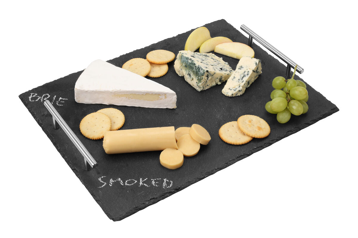 Preto Large Tray with Stainless Steel Handles | Slate