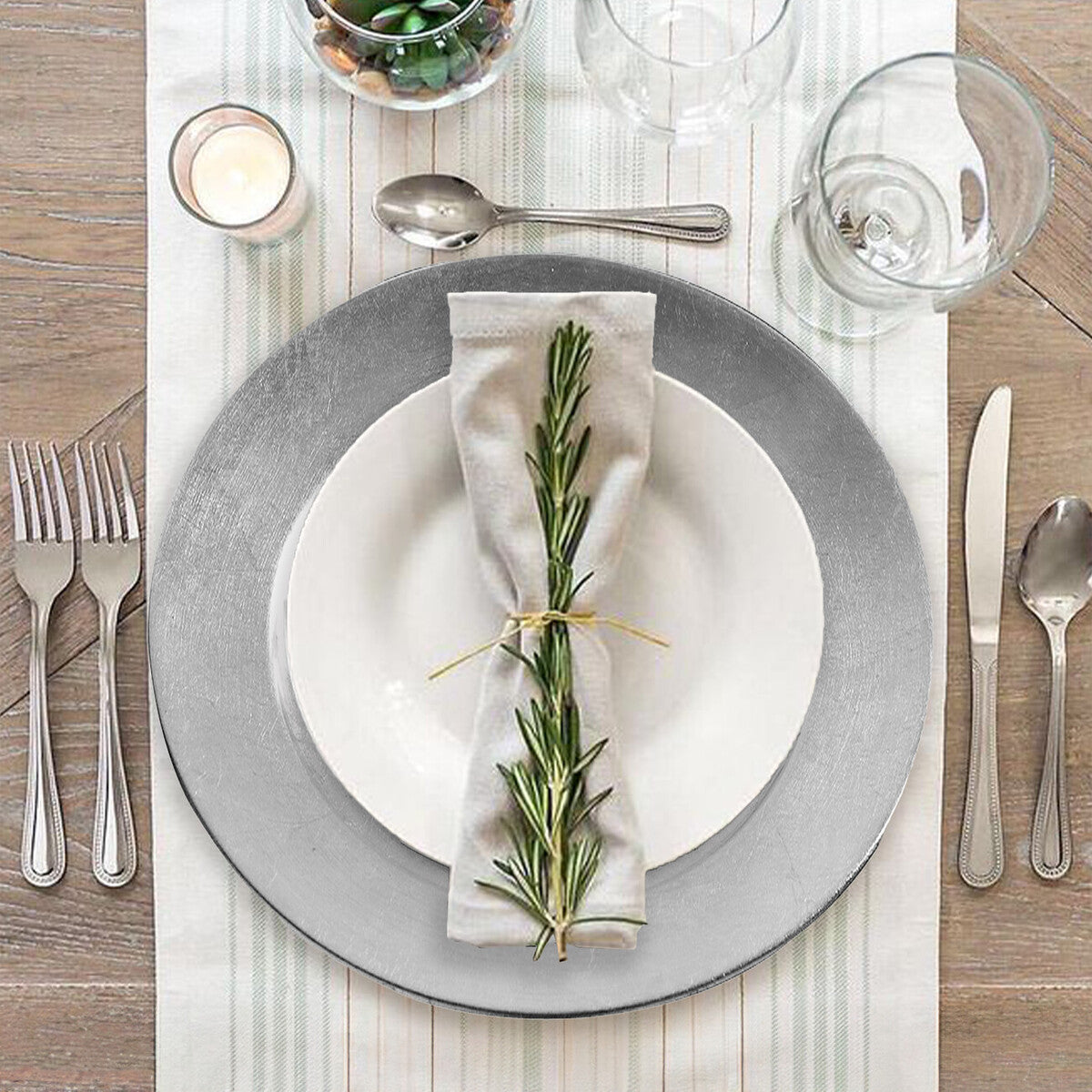 Silver Finish Charger Plate | Dia