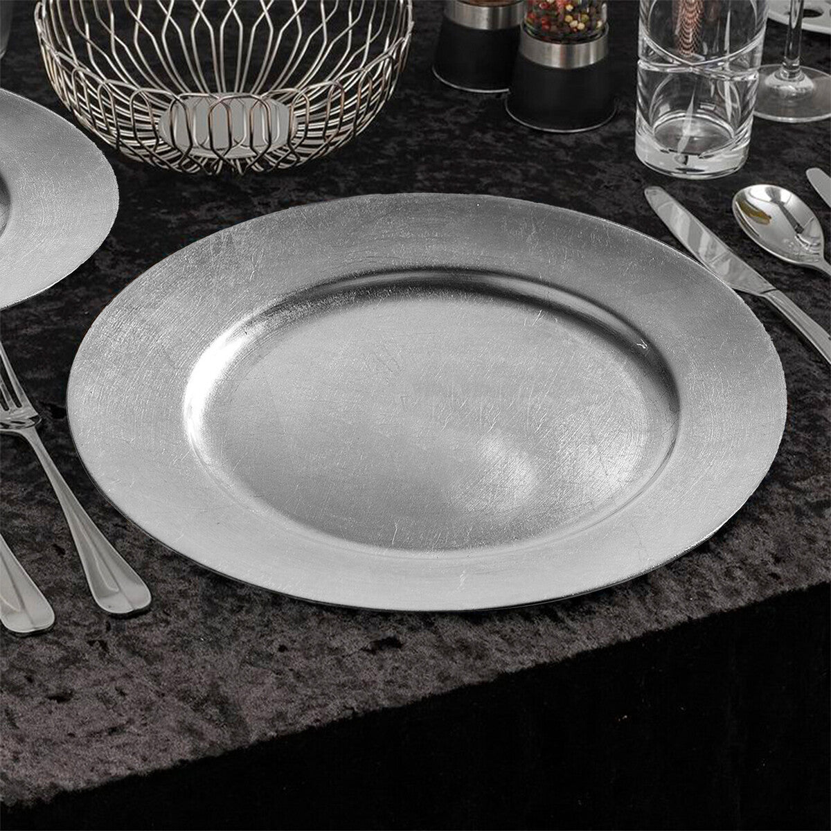 Silver Finish Charger Plate | Dia