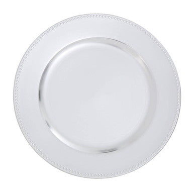 Silver Charger Plate with Dotted Rim | Dia