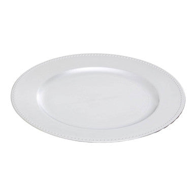 Silver Charger Plate with Dotted Rim | Dia