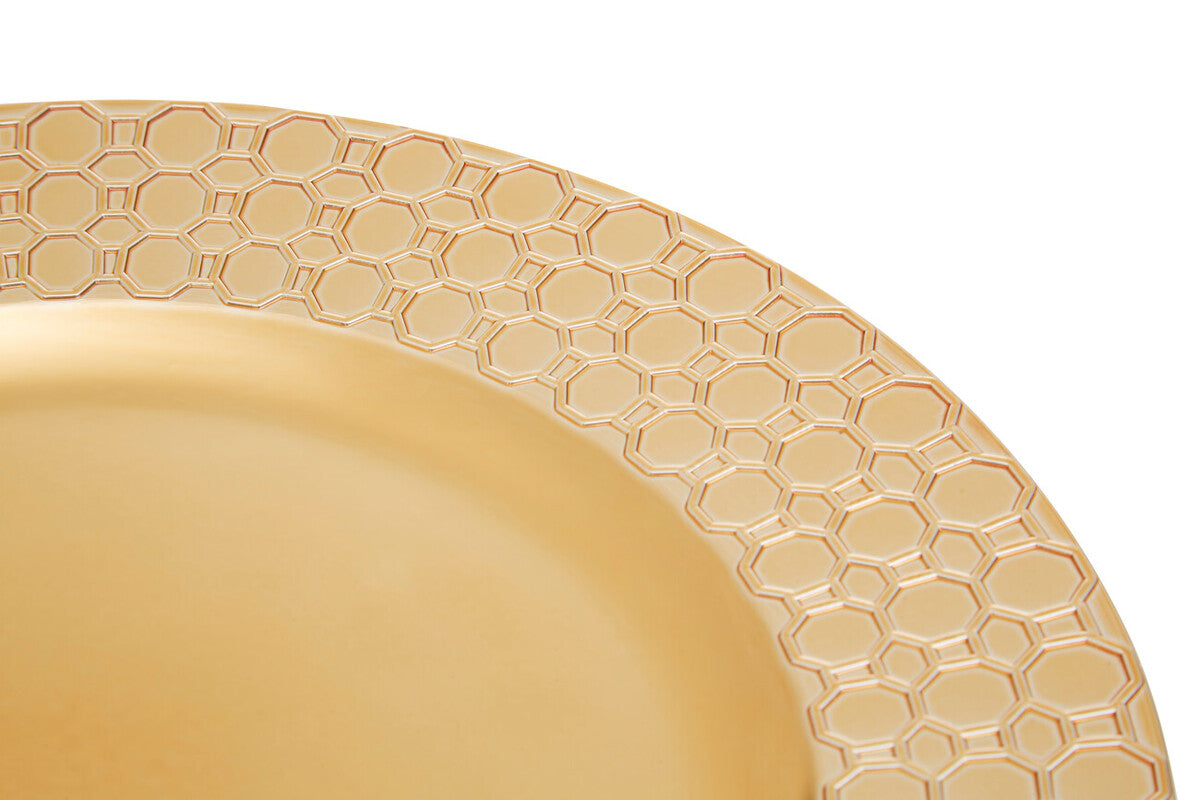 Gold Charger Plate with Octagon Pattern Rim | Dia