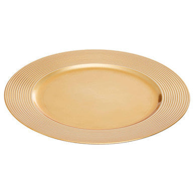 Gold Charger Plate with Ribbed Rim | Dia