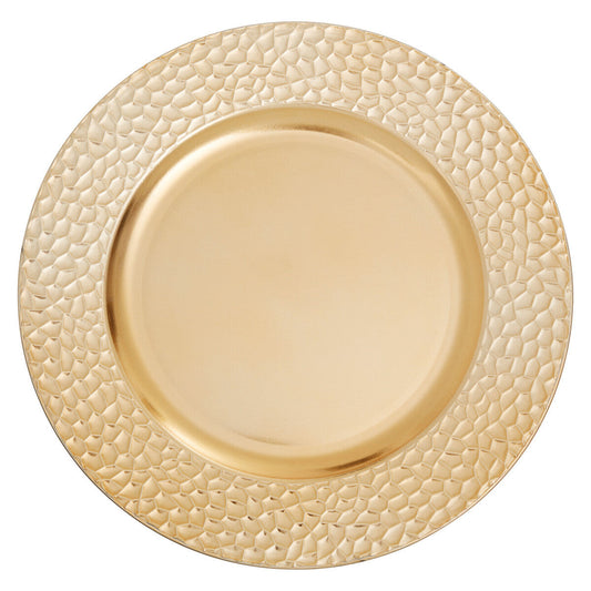 Gold Charger Plate with Hammered Rim | Dia