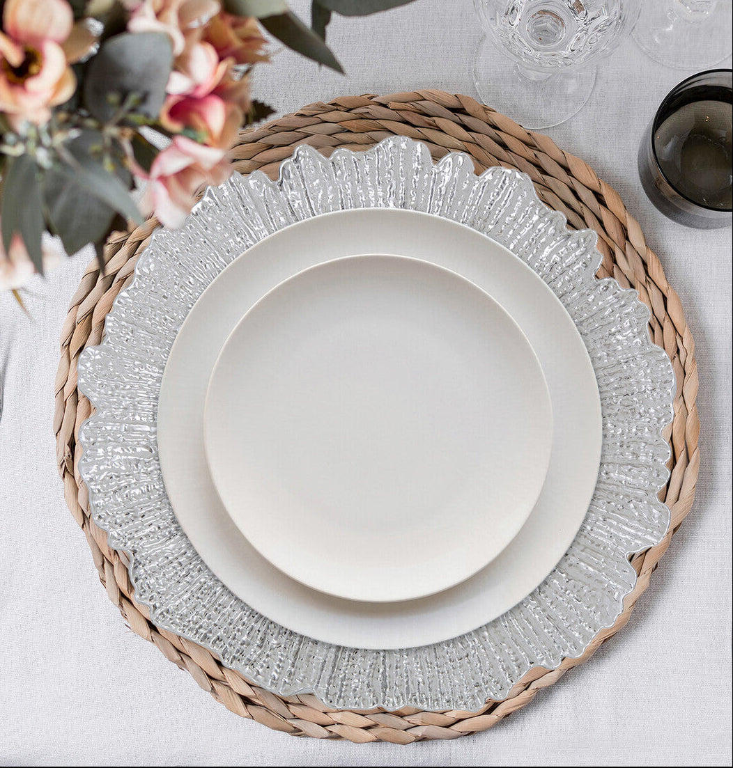 Silver Finish Reef Charger Plate | Dia
