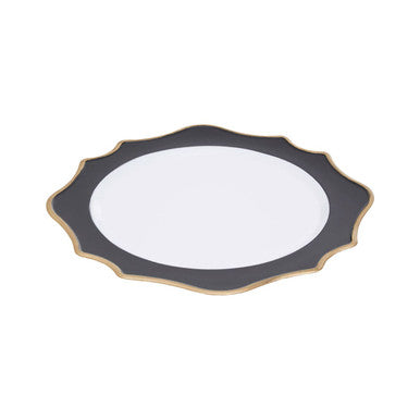 White and Black Scalloped Charger Plate | Dia
