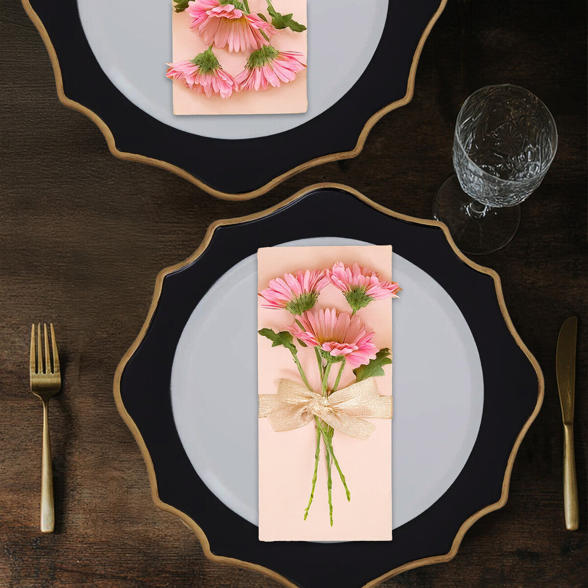 White and Black Scalloped Charger Plate | Dia