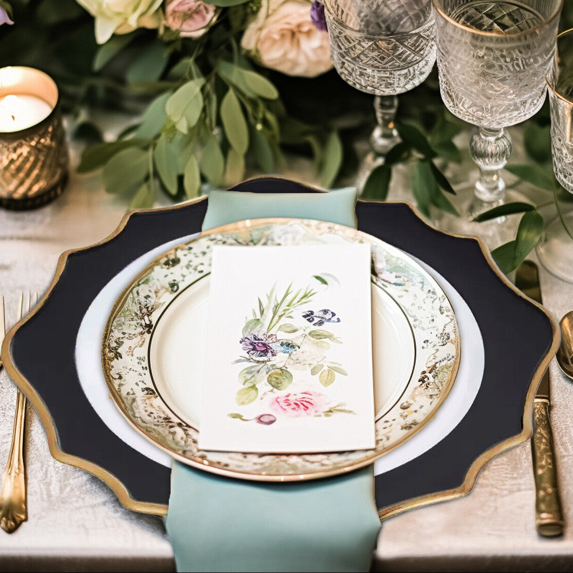 White and Black Scalloped Charger Plate | Dia