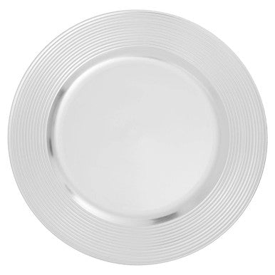 Silver Finish Ribbed Charger Plate | Dia