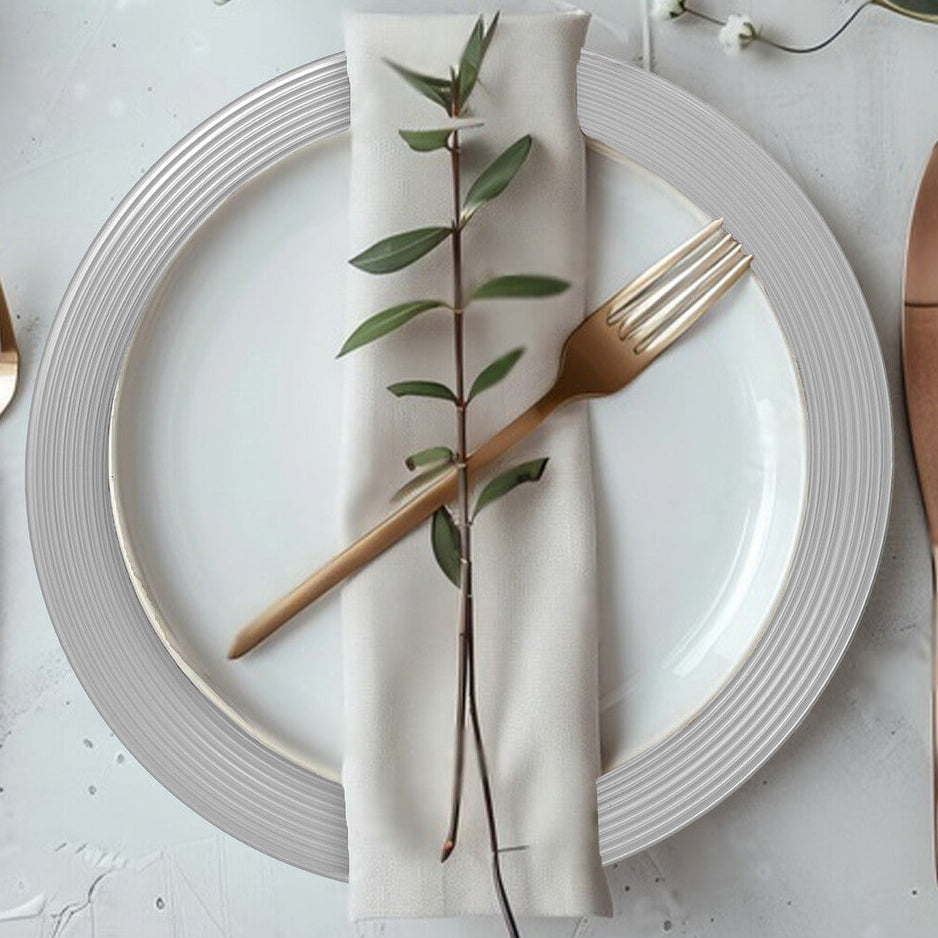 Silver Finish Ribbed Charger Plate | Dia