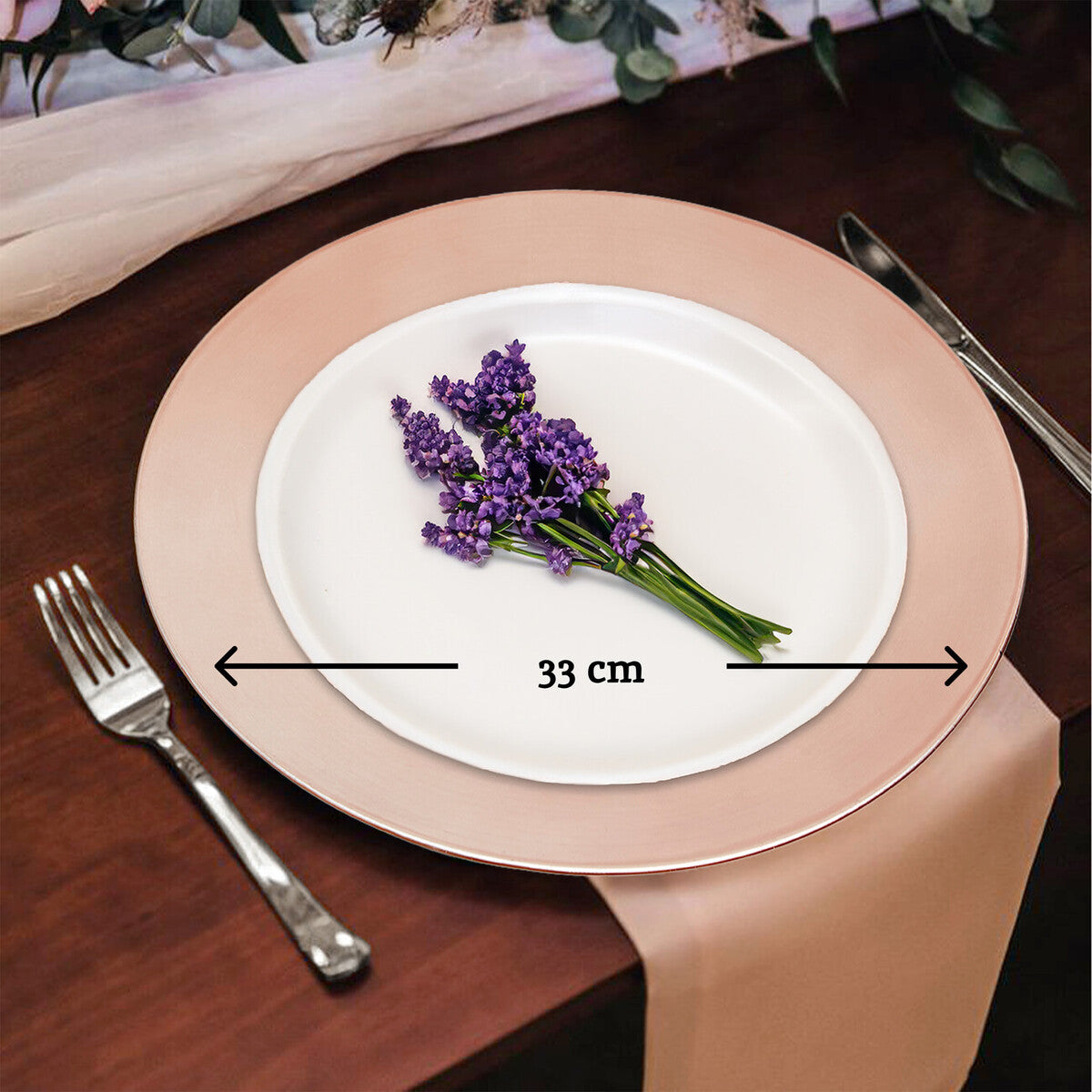 Rose Gold Finish Charger Plate | Dia