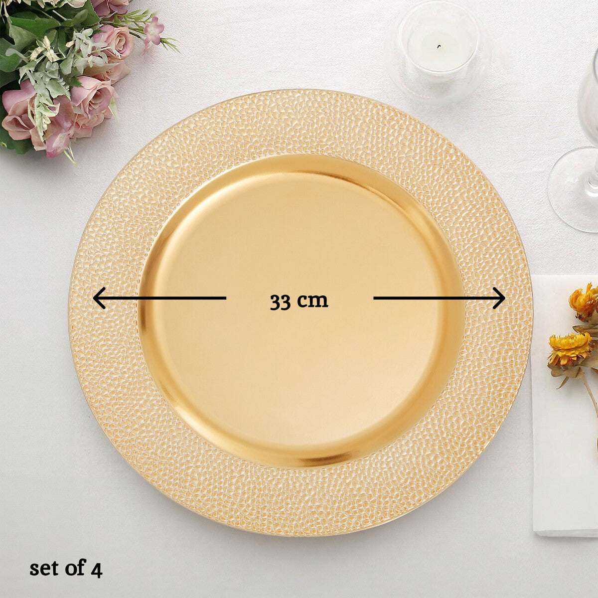 Gold Finish Pebble Effect Charger Plate | Dia