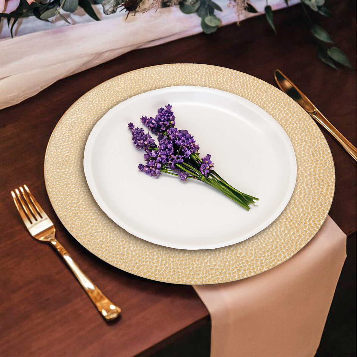 Gold Finish Pebble Effect Charger Plate | Dia