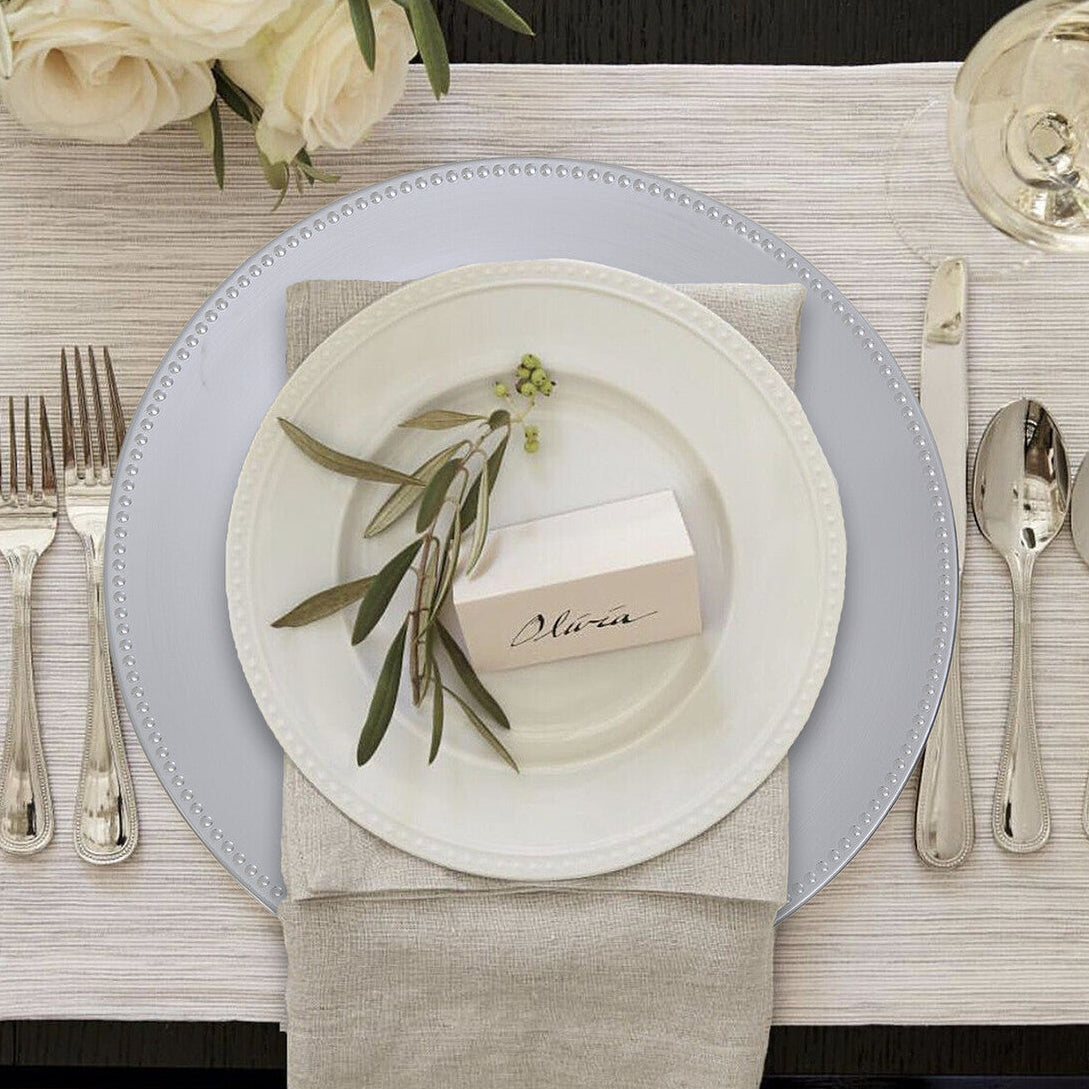 Silver Finish Dotted Charger Plate | Dia