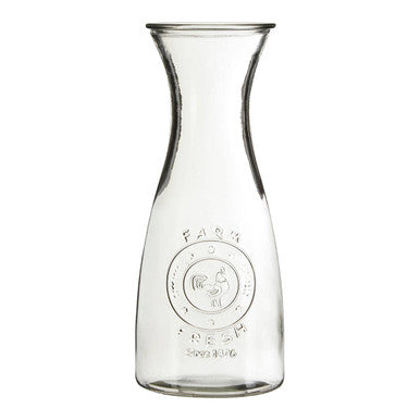 Clear Glass Embossed Farm Fresh Design 1000Ml Carafe | Dayla