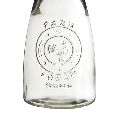 Clear Glass Embossed Farm Fresh Design 1000Ml Carafe | Dayla
