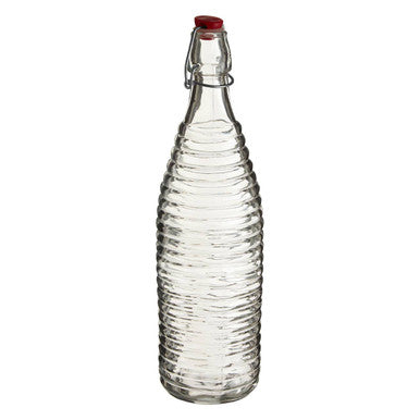 Clear Ribbed Glass 1000ml Bottle with Clip Stopper | Dayla