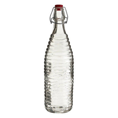 Clear Ribbed Glass 1000ml Bottle with Clip Stopper | Dayla