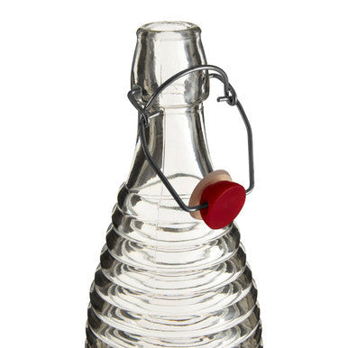Clear Ribbed Glass 1000ml Bottle with Clip Stopper | Dayla
