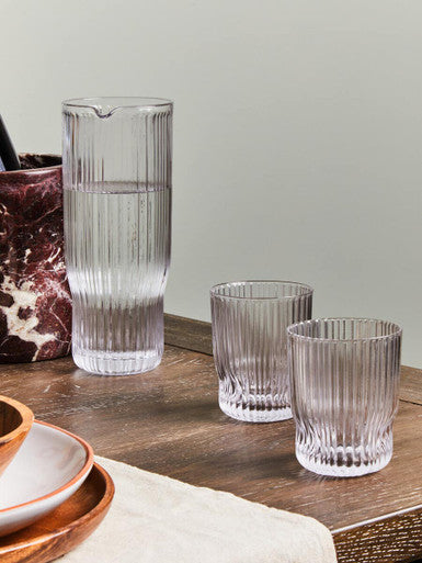 Ribbed Glass and Jug Three Piece Set | Juno