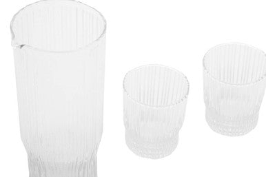 Ribbed Glass and Jug Three Piece Set | Juno
