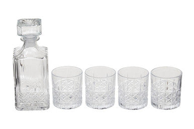Diamond Pattern Decanter with Four Glasses | Dayla
