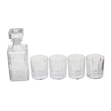 Ribbed Pattern Decanter with Four Glasses | Dayla