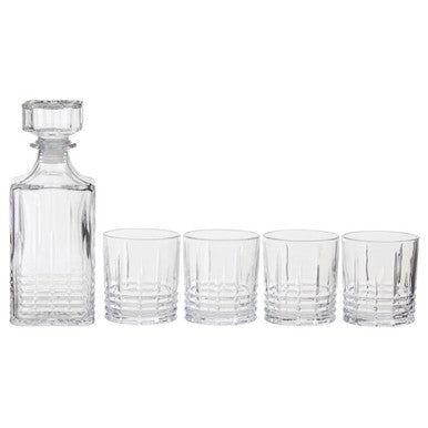 Ribbed Pattern Decanter with Four Glasses | Dayla