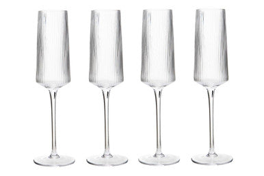 Set of Four Ribbed Champagne Glasses | Eldon