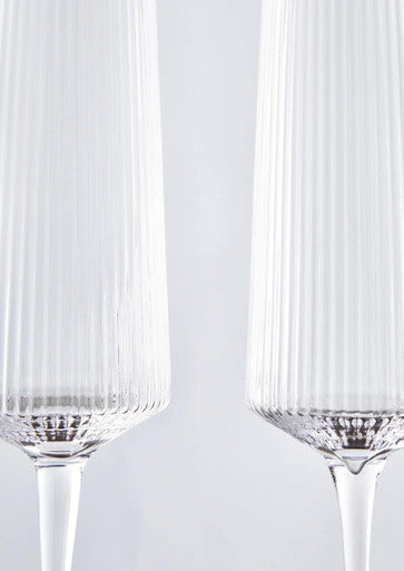 Set of Four Ribbed Champagne Glasses | Eldon