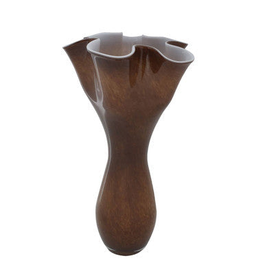 Flared Brown Glass Vase | Chocolate