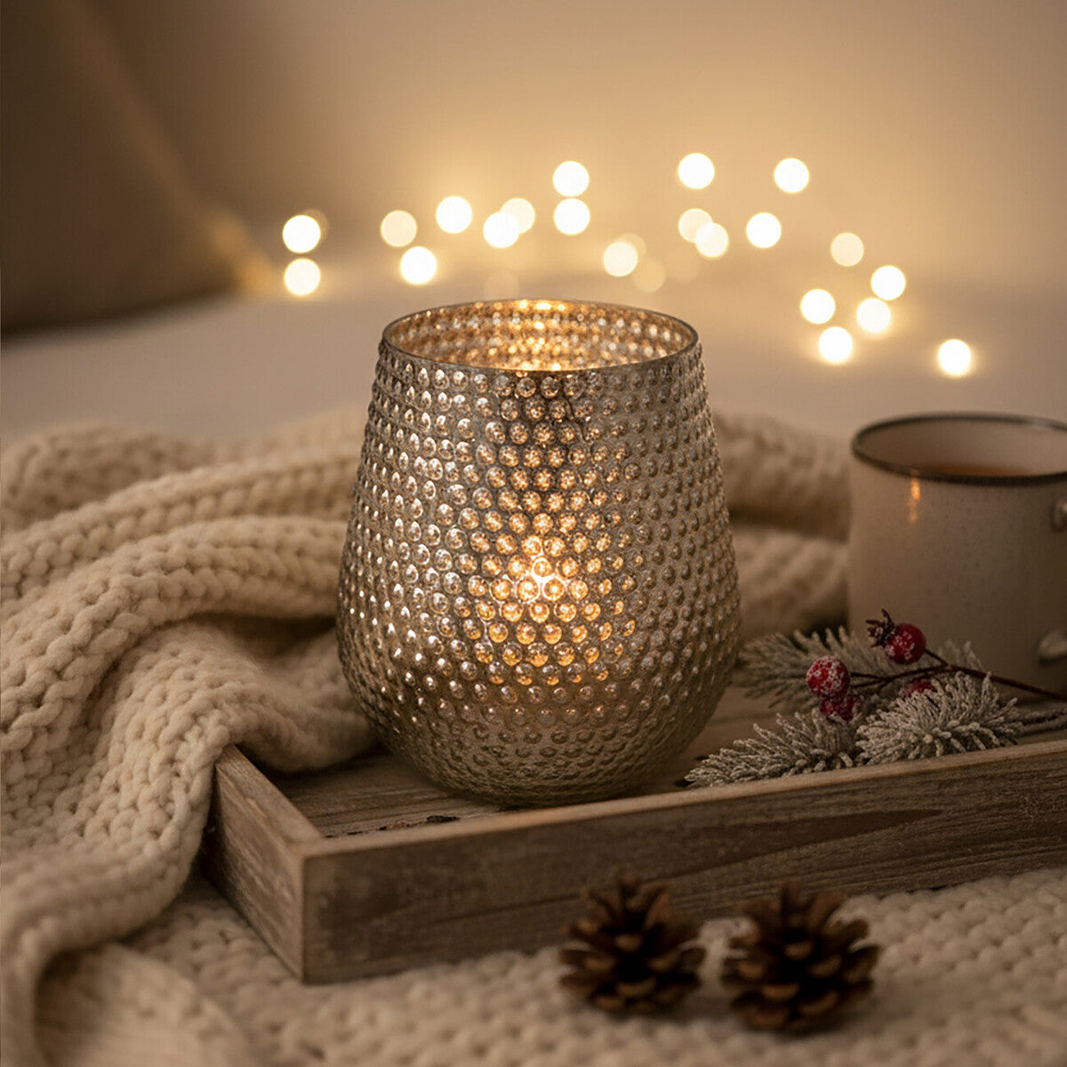 Silver Large Glass Candle Holder | Complements