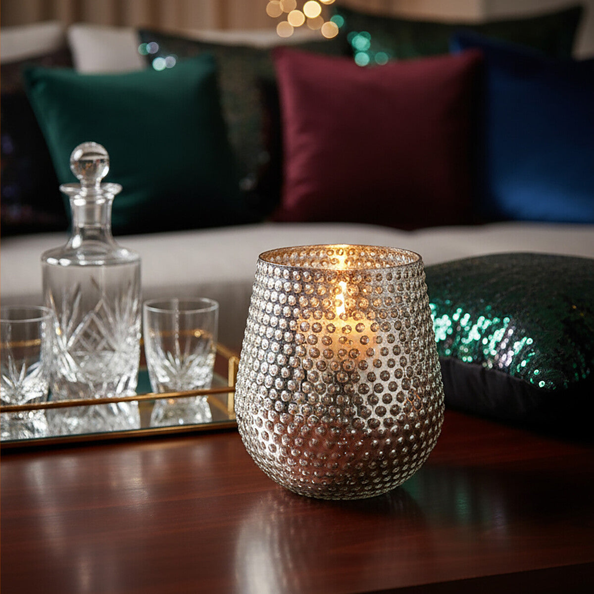 Silver Large Glass Candle Holder | Complements