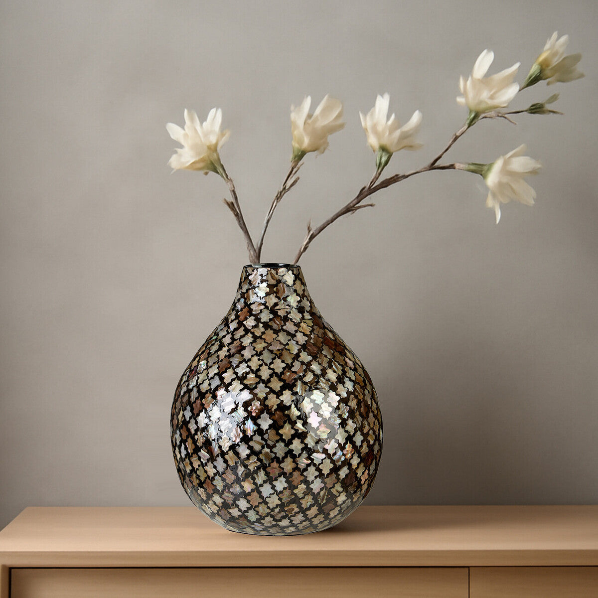 Mosaic Shell Inlay Bottle Vase | Occo