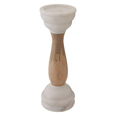 White Marble and Mango Wood Candle Holder | Sena