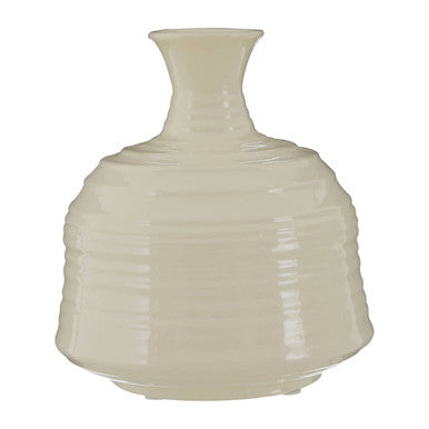 Cream Small Ribbed Ceramic Vase | Dusk