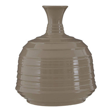 Taupe Medium Ribbed Ceramic Vase | Dusk