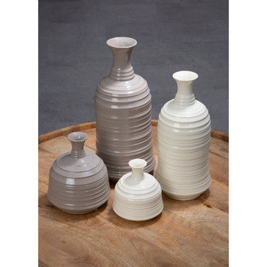Taupe Medium Ribbed Ceramic Vase | Dusk