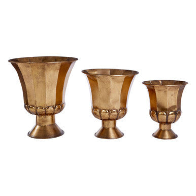 Set of 3 Gold Finish Planters | Reza