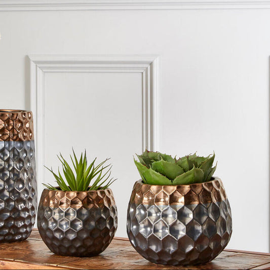 Small Ceramic Planter with Metallic Finish | Galaxy