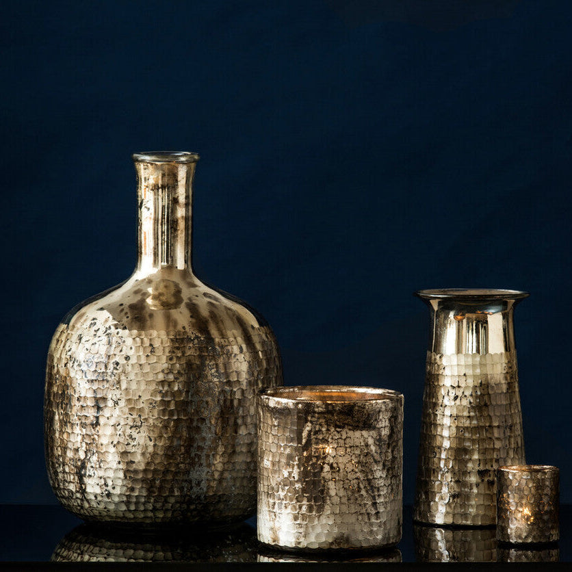 Antique Metallic Finish Glass Vase | Gaia