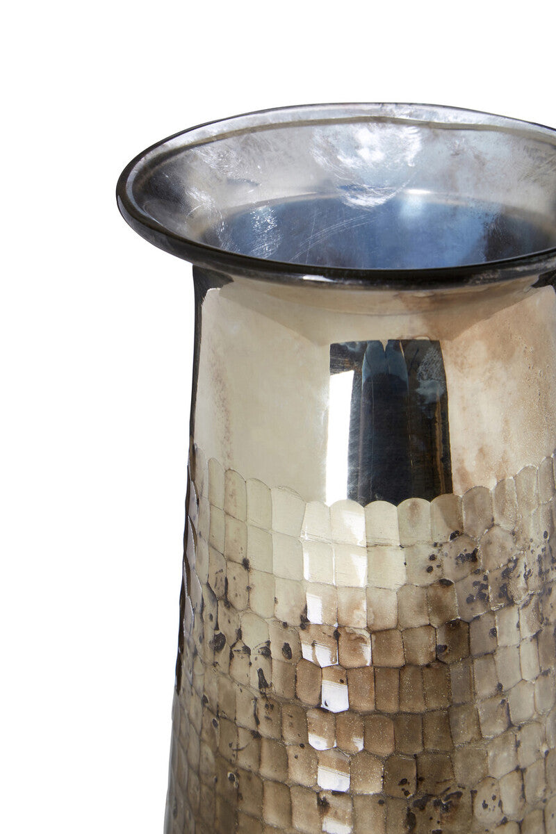 Antique Metallic Finish Glass Vase | Gaia