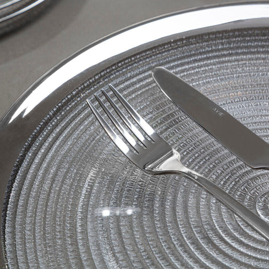 Embossed Glass Side Plate with Silver Rim | Ida