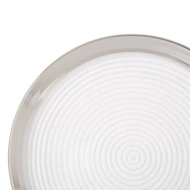 Embossed Glass Coupe Dinner Plate with Silver Rim | Ida