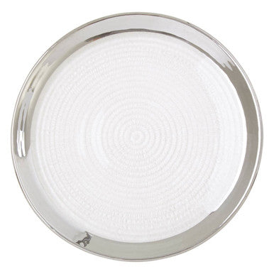 Embossed Glass Coupe Side Plate with Silver Rim | Ida