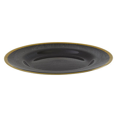 Black Glass Charger Plate with Gold Rim | Ida